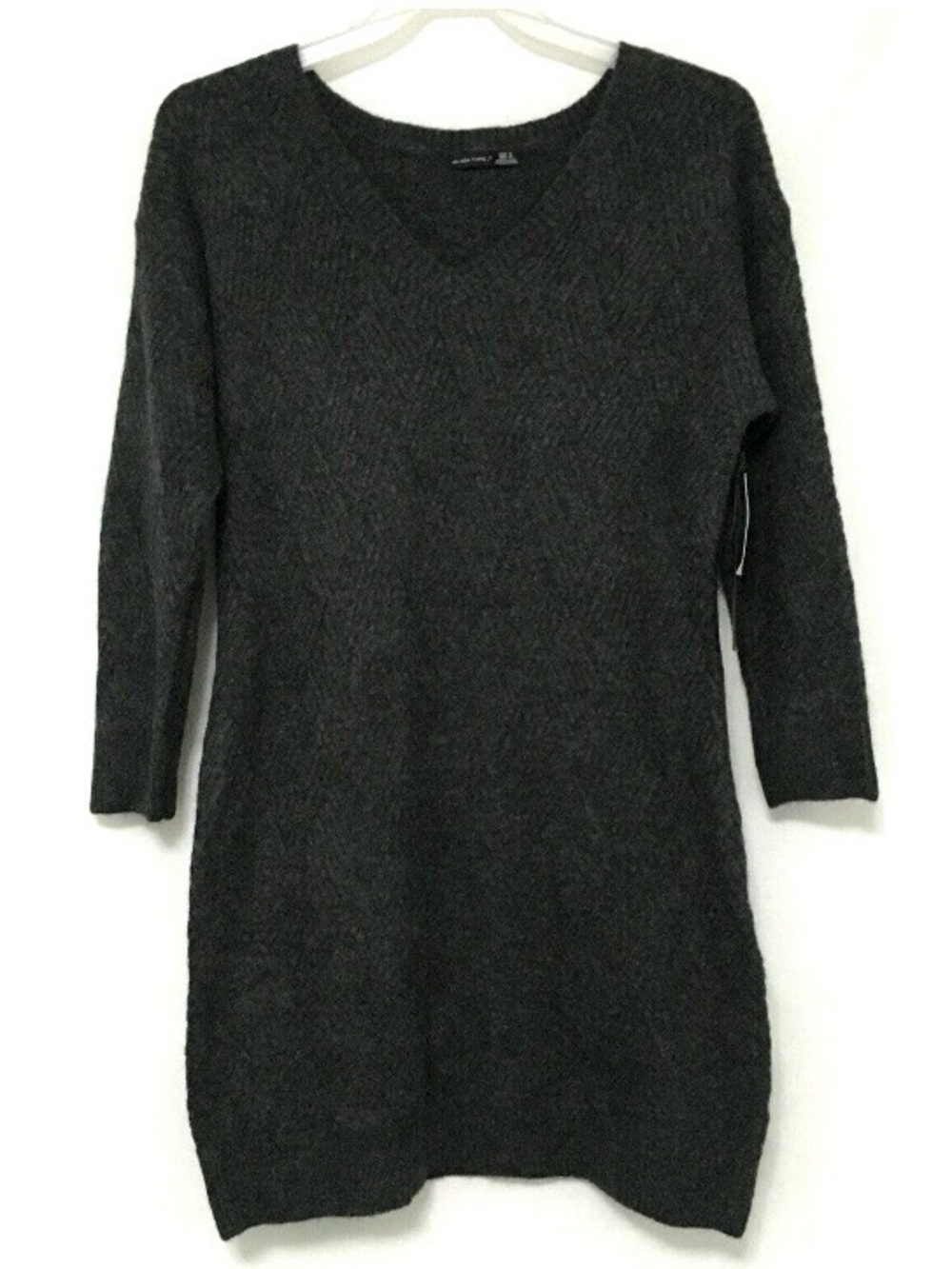 Black Tape Women's Plus Size 1X Charcoal Heather Diamond-pattern Sweater Dress